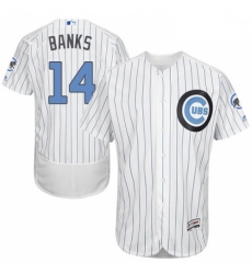 Mens Majestic Chicago Cubs 14 Ernie Banks Authentic White 2016 Fathers Day Fashion Flex Base MLB Jersey