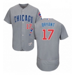 Mens Majestic Chicago Cubs 17 Kris Bryant Grey Road Flex Base Authentic Collection MLB Jersey