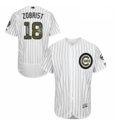 Mens Majestic Chicago Cubs 18 Ben Zobrist Authentic White 2016 Memorial Day Fashion Flex Base MLB Jersey