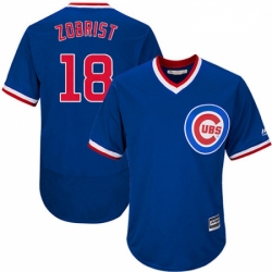 Mens Majestic Chicago Cubs 18 Ben Zobrist Royal Blue Flexbase Authentic Collection Cooperstown MLB Jersey