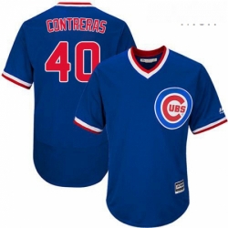 Mens Majestic Chicago Cubs 40 Willson Contreras Replica Royal Blue Cooperstown Cool Base MLB Jersey