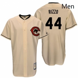 Mens Majestic Chicago Cubs 44 Anthony Rizzo Authentic Cream Cooperstown Throwback MLB Jersey