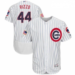 Mens Majestic Chicago Cubs 44 Anthony Rizzo White Stars Stripes Authentic Collection Flex Base MLB Jersey