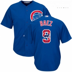 Mens Majestic Chicago Cubs 9 Javier Baez Authentic Royal Blue Team Logo Fashion Cool Base MLB Jersey