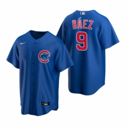 Mens Nike Chicago Cubs 9 Javier Baez Royal Alternate Stitched Baseball Jerse