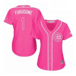 Womens Majestic Chicago Cubs 1 Kosuke Fukudome Replica Pink Fashion MLB Jersey