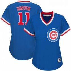 Womens Majestic Chicago Cubs 11 Yu Darvish Authentic Royal Blue Cooperstown MLB Jersey 