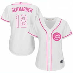 Womens Majestic Chicago Cubs 12 Kyle Schwarber Authentic White Fashion MLB Jersey