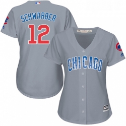 Womens Majestic Chicago Cubs 12 Kyle Schwarber Replica Grey Road MLB Jersey