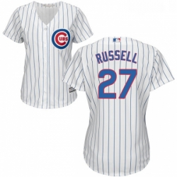 Womens Majestic Chicago Cubs 27 Addison Russell Replica White Home Cool Base MLB Jersey