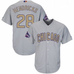 Womens Majestic Chicago Cubs 28 Kyle Hendricks Authentic Gray 2017 Gold Champion MLB Jersey