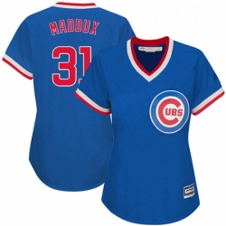 Womens Majestic Chicago Cubs 31 Greg Maddux Authentic Royal Blue Cooperstown MLB Jersey