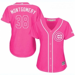 Womens Majestic Chicago Cubs 38 Mike Montgomery Authentic Pink Fashion MLB Jersey