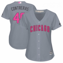 Womens Majestic Chicago Cubs 40 Willson Contreras Authentic Grey Mothers Day Cool Base MLB Jersey