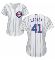 Womens Majestic Chicago Cubs 41 John Lackey Authentic White Home Cool Base MLB Jersey