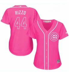 Womens Majestic Chicago Cubs 44 Anthony Rizzo Replica Pink Fashion MLB Jersey