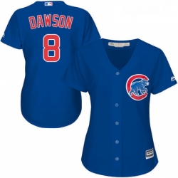 Womens Majestic Chicago Cubs 8 Andre Dawson Authentic Royal Blue Alternate MLB Jersey