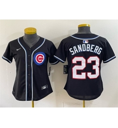 Youth Chicago Cubs  Ryne Sandberg 2026 Fashion Replica Black Out Stitched Baseball Jersey