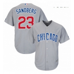 Youth Majestic Chicago Cubs 23 Ryne Sandberg Replica Grey Road Cool Base MLB Jersey