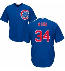 Youth Majestic Chicago Cubs 34 Kerry Wood Authentic Royal Blue Alternate Cool Base MLB Jersey