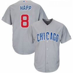 Youth Majestic Chicago Cubs 8 Ian Happ Replica Grey Road Cool Base MLB Jersey 