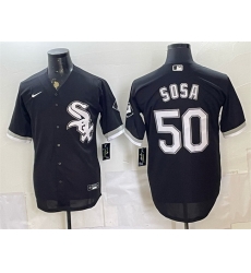Men Chicago White Sox 50 Lenyn Sosa Black Stitched Baseball Jersey Men Chicago White Sox 50 Lenyn Sosa Black Stitched Baseball Jersey