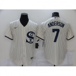 Men Nike Chicago White Sox 7 Tim Anderson Cream Game 2021 Field of Dreams Jersey