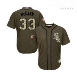 Mens Chicago White Sox 33 James McCann Authentic Green Salute to Service Baseball Jersey 