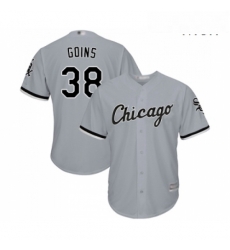 Mens Chicago White Sox 38 Ryan Goins Replica Grey Road Cool Base Baseball Jersey 