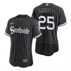 Men's Chicago White Sox Southside Jim Abbott Black Authentic Jersey