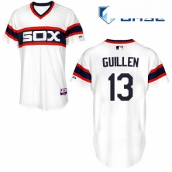 Mens Majestic Chicago White Sox 13 Ozzie Guillen Replica White 2013 Alternate Home Cool Base MLB Jersey