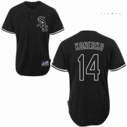 Mens Majestic Chicago White Sox 14 Paul Konerko Authentic Black Fashion MLB Jersey