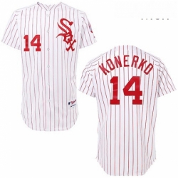 Mens Majestic Chicago White Sox 14 Paul Konerko Authentic WhiteRed Strip MLB Jersey