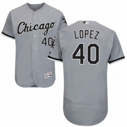 Mens Majestic Chicago White Sox 40 Reynaldo Lopez Grey Road Flex Base Authentic Collection MLB Jersey