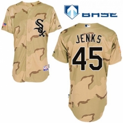 Mens Majestic Chicago White Sox 45 Bobby Jenks Replica Camouflage Cool Base MLB Jersey