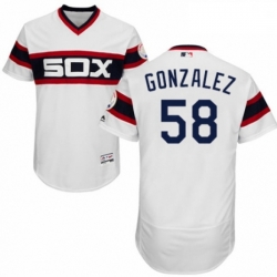 Mens Majestic Chicago White Sox 58 Miguel Gonzalez White Alternate Flex Base Authentic Collection MLB Jersey