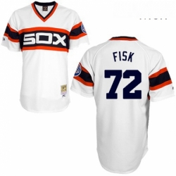 Mens Mitchell and Ness 1985 Chicago White Sox 72 Carlton Fisk Replica White Throwback MLB Jersey