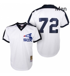 Mens Mitchell and Ness Chicago White Sox 72 Carlton Fisk Replica White Throwback MLB Jersey