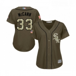 Womens Chicago White Sox 33 James McCann Authentic Green Salute to Service Baseball Jersey 