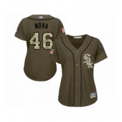 Womens Chicago White Sox 46 Ivan Nova Authentic Green Salute to Service Baseball Jersey 