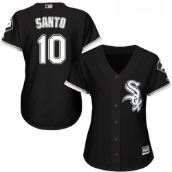 Womens Majestic Chicago White Sox 10 Ron Santo Authentic Black Alternate Home Cool Base MLB Jersey