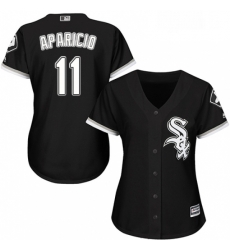 Womens Majestic Chicago White Sox 11 Luis Aparicio Replica Black Alternate Home Cool Base MLB Jersey