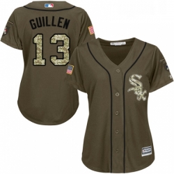 Womens Majestic Chicago White Sox 13 Ozzie Guillen Authentic Green Salute to Service MLB Jersey