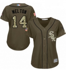 Womens Majestic Chicago White Sox 14 Bill Melton Replica Green Salute to Service MLB Jersey