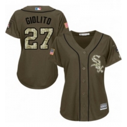 Womens Majestic Chicago White Sox 27 Lucas Giolito Authentic Green Salute to Service MLB Jersey 