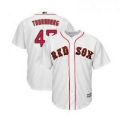 Youth Boston Red Sox 47 Tyler Thornburg Authentic White 2019 Gold Program Cool Base Baseball Jersey