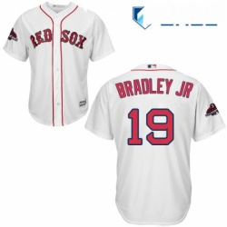 Youth Majestic Boston Red Sox 19 Jackie Bradley Jr Authentic White Home Cool Base 2018 World Series Champions MLB Jersey 