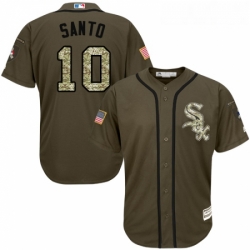 Youth Majestic Chicago White Sox 10 Ron Santo Replica Green Salute to Service MLB Jersey