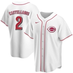 Men Cincinnati Reds 2 Nick Castellanos White 2021 Replica Home Jersey