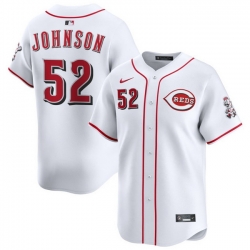 Men Cincinnati Reds Nike White Home Limited Custom Jersey Johnson Pierce 52